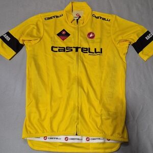 Castelli Yellow Cycling Jersey Men Size L 3 POCMETS